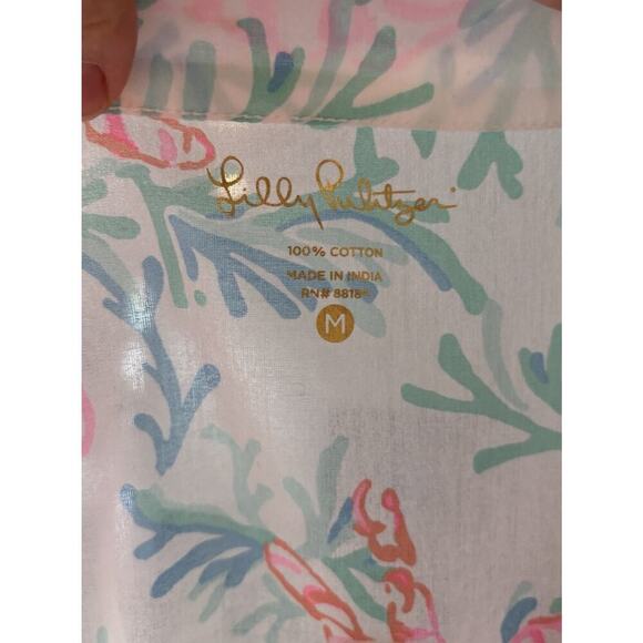 Lilly Pulitzer blouse long sleeve rounded neckline to V cutout Amelia Island Med - Picture 4 of 4